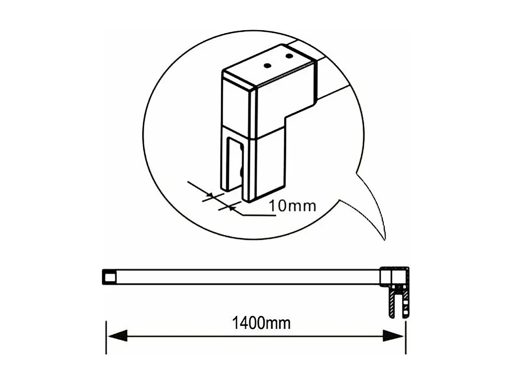 AICA paroi de douche 100x200cm,avec une barre de fixation carrée 140cm,8mm verre anticalcaire,Paroi douche italienne,Conception et intimité
