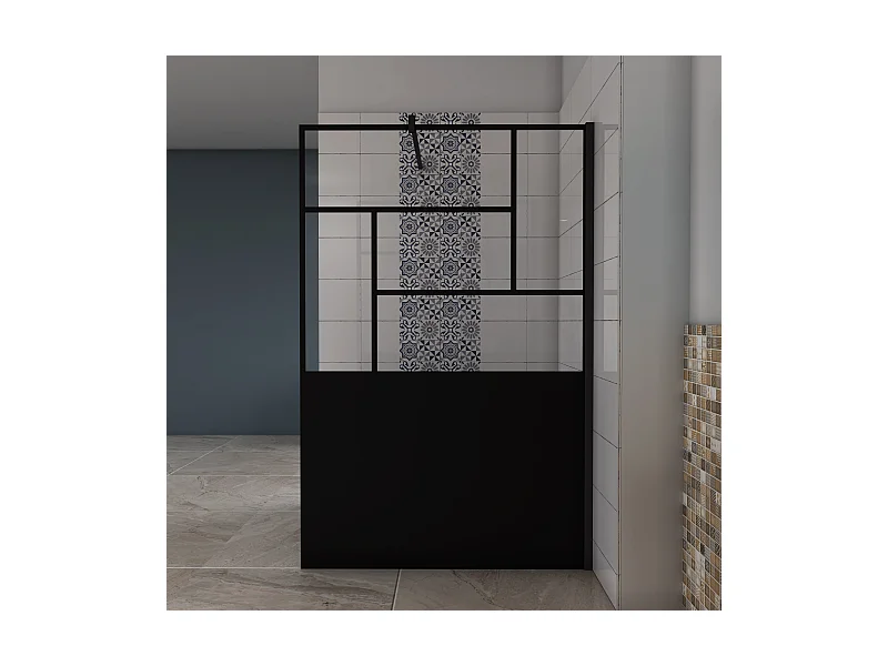 AICA paroi de douche 90x200cm,avec une barre de fixation carrée 140cm,8mm verre anticalcaire,Paroi douche italienne,Conception et intimité