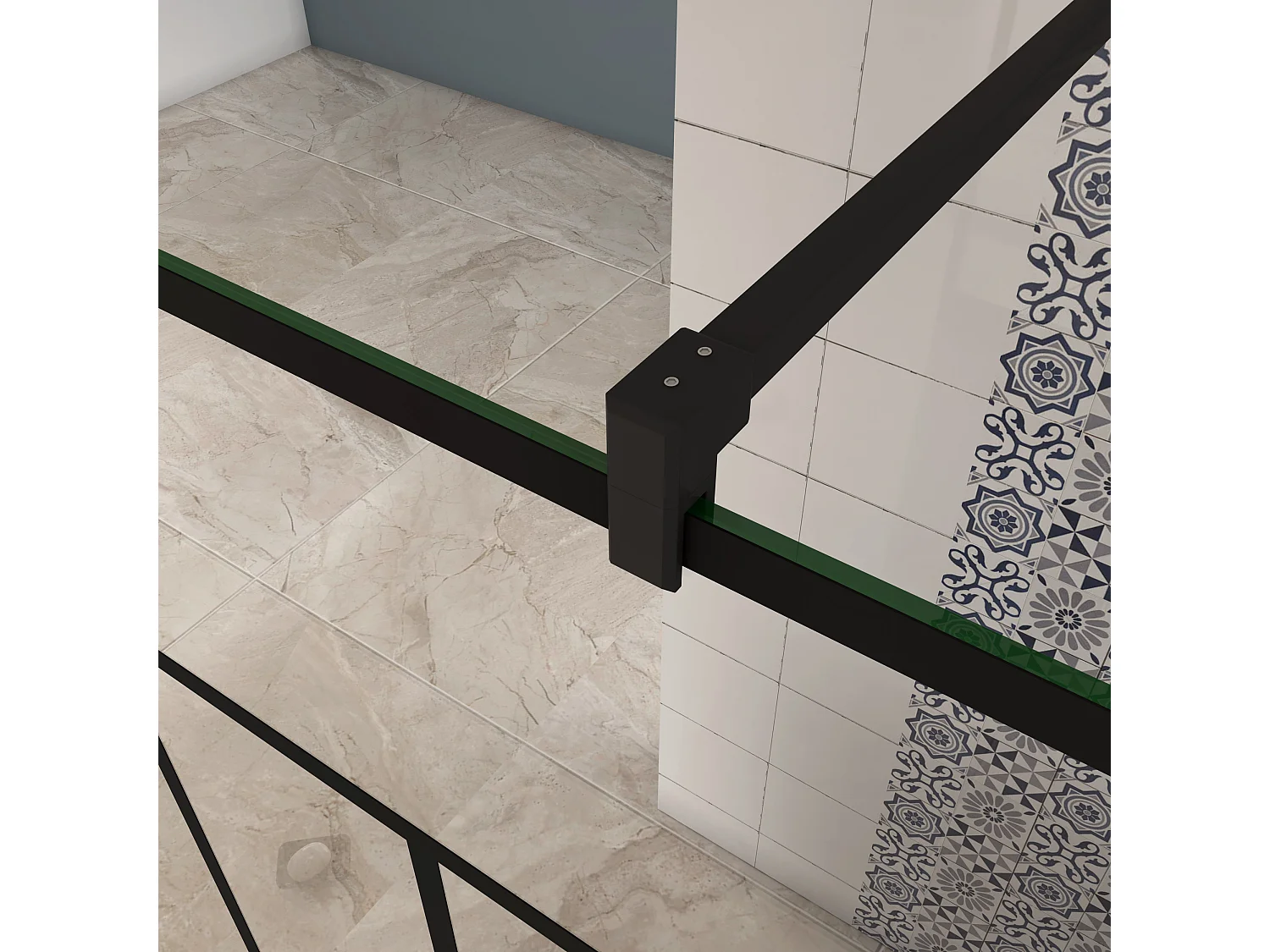 AICA paroi de douche 90x200cm,avec une barre de fixation carrée 140cm,8mm verre anticalcaire,Paroi douche italienne,Conception et intimité