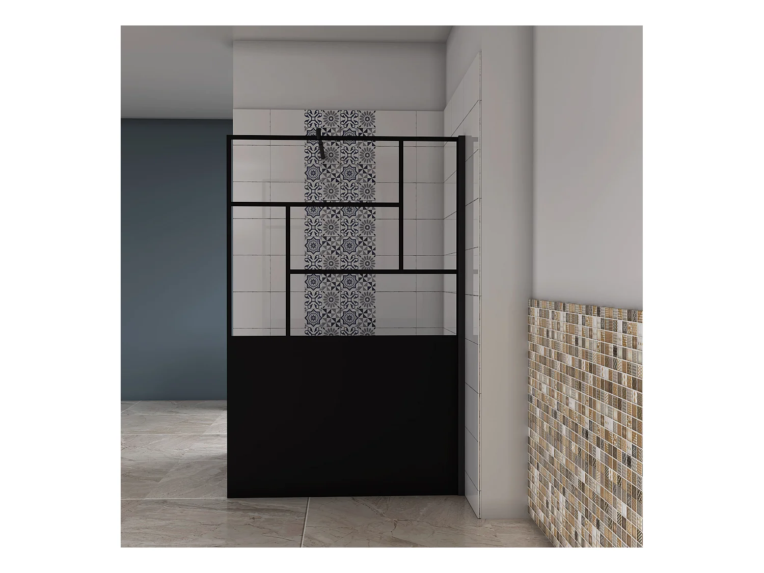 AICA paroi de douche 100x200cm,Paroi douche italienne industrielle,avec une barre de fixation extensible ronde,Conception et intimité