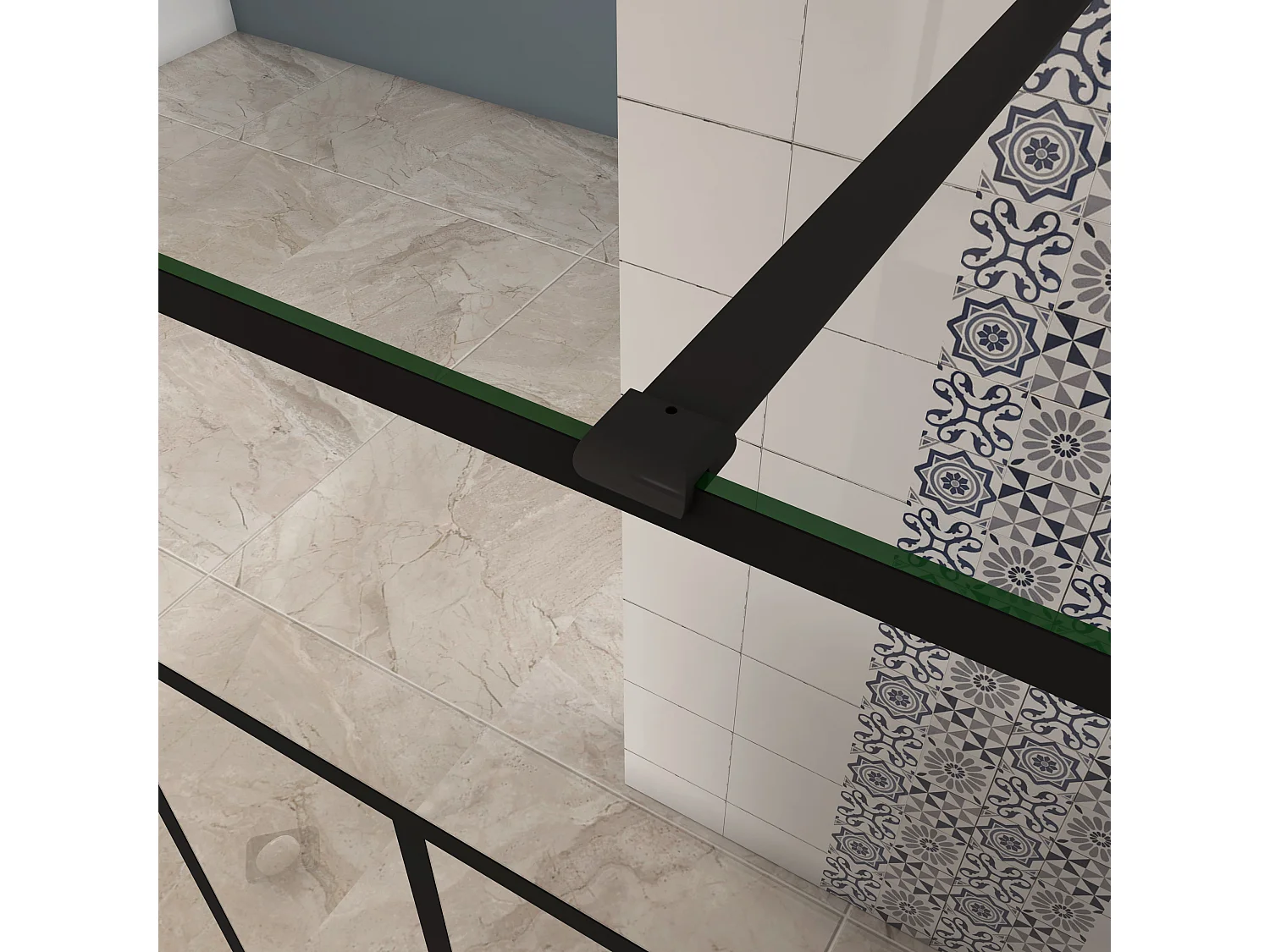 AICA paroi de douche 90x200cm,avec une barre de fixation 90cm,en 8mm verre anticalcaire,Paroi douche italienne,Conception et intimité