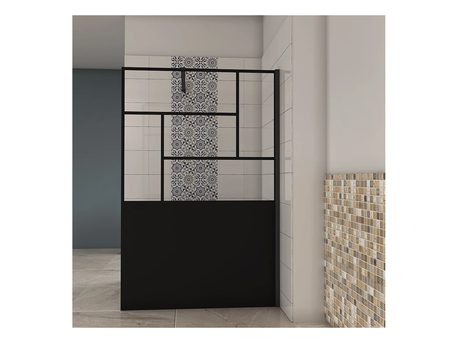 AICA douchewand 90x200cm, met 90cm bevestigingsstang, in 8mm antikalk glas, Italiaanse douchewand, Design en privacy