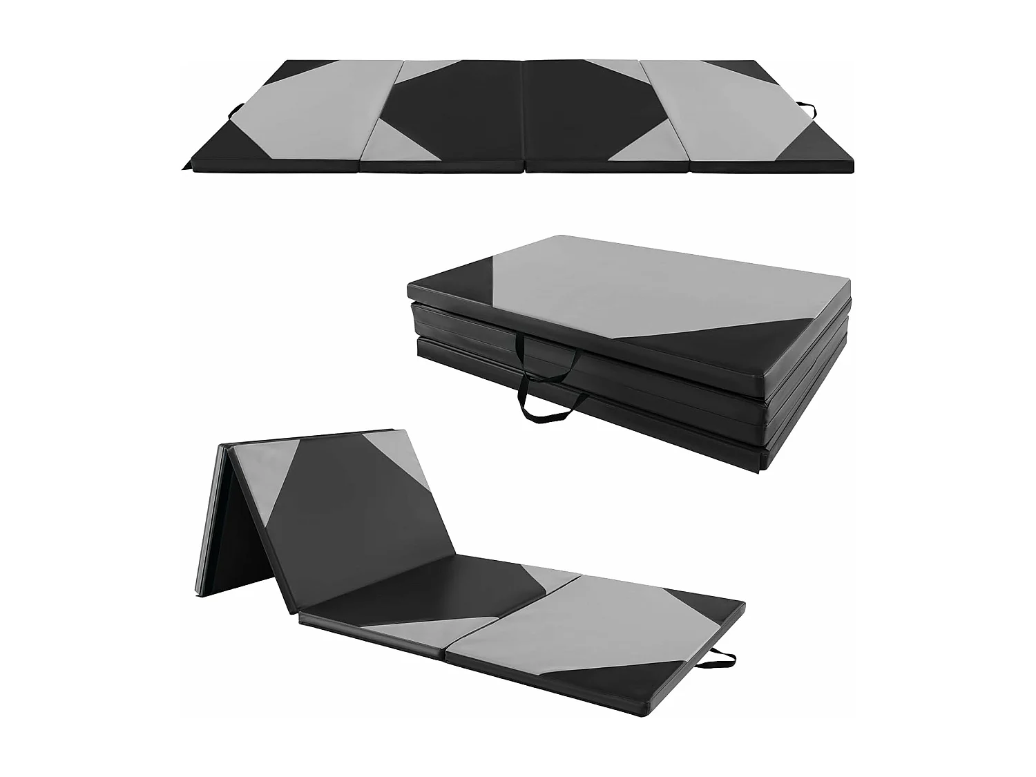 Tapis de Gymnastique Pliable Epais, Matelas d'Entrainement en Mousse et PU avec Poignées, pour Gymnastes Entraînements Yoga