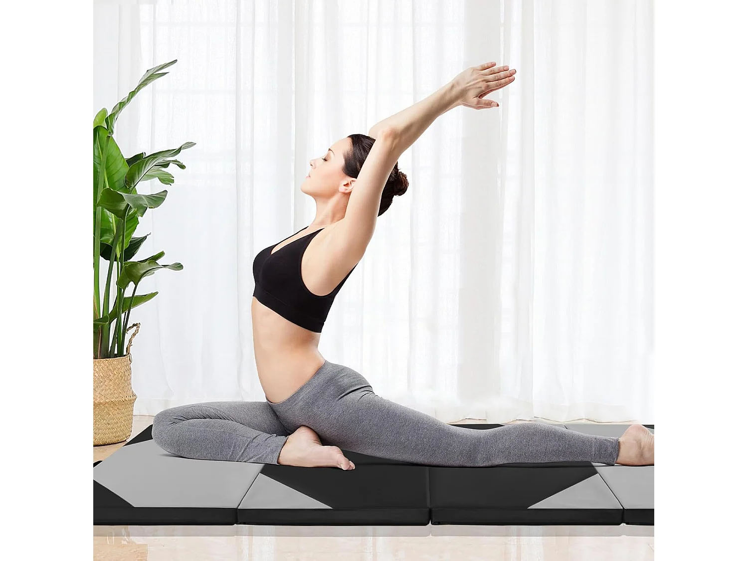 Tapis de Gymnastique Pliable Epais, Matelas d'Entrainement en Mousse et PU avec Poignées, pour Gymnastes Entraînements Yoga