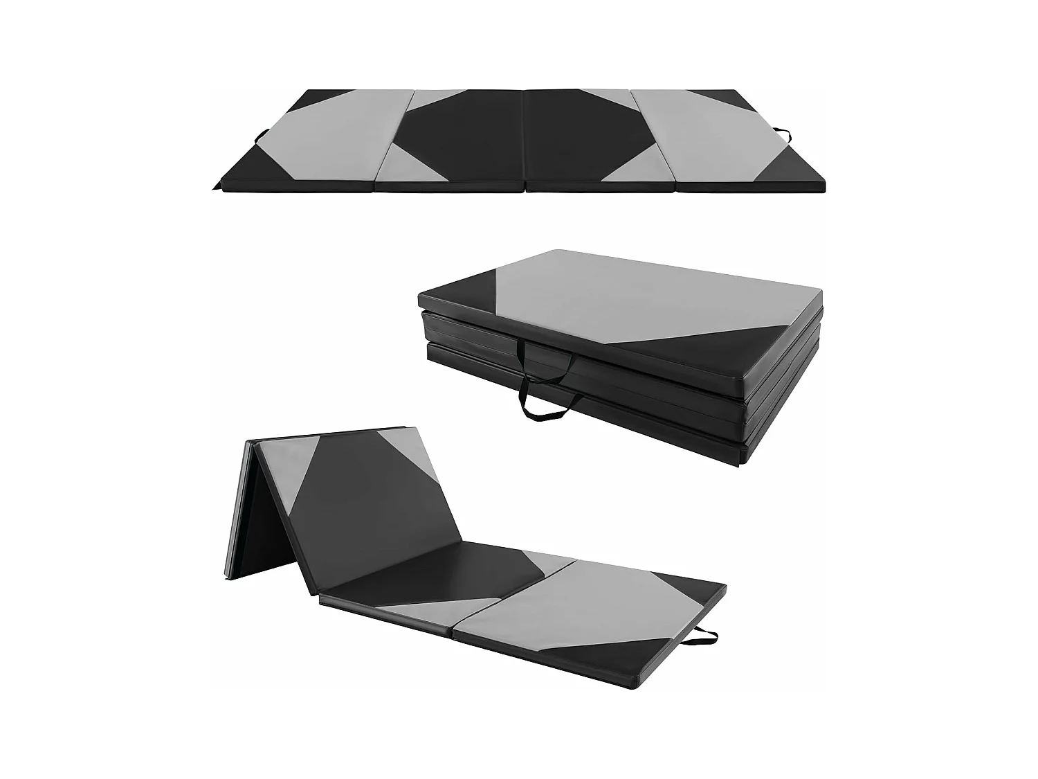 Tapis de Gymnastique Pliable Epais, Matelas d'Entrainement en Mousse et PU avec Poignées, pour Gymnastes Entraînements Yoga