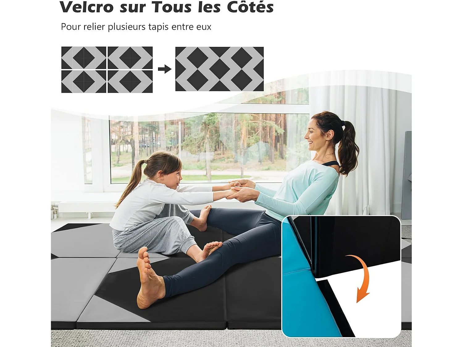 Tapis de Gymnastique Pliable Epais, Matelas d'Entrainement en Mousse et PU avec Poignées, pour Gymnastes Entraînements Yoga