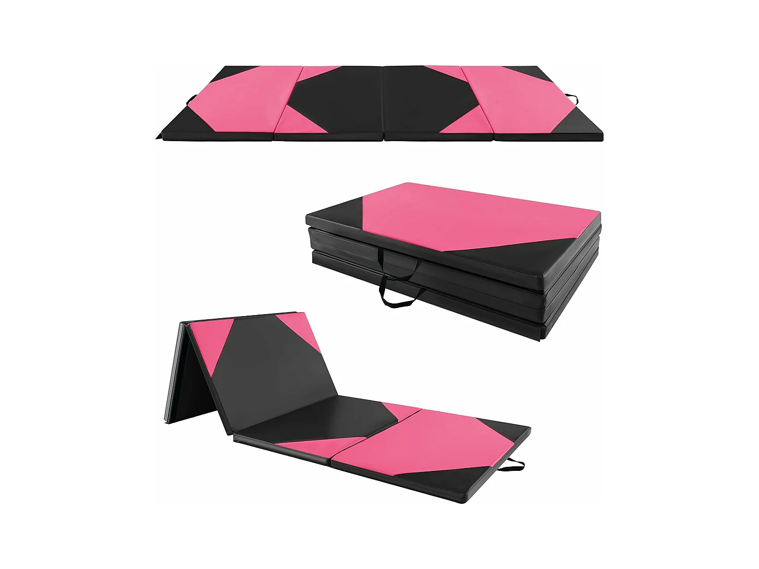 Tapis de Gymnastique Pliable Epais, Matelas d'Entrainement en Mousse et PU avec Poignées, pour Gymnastes Entraînements Yoga