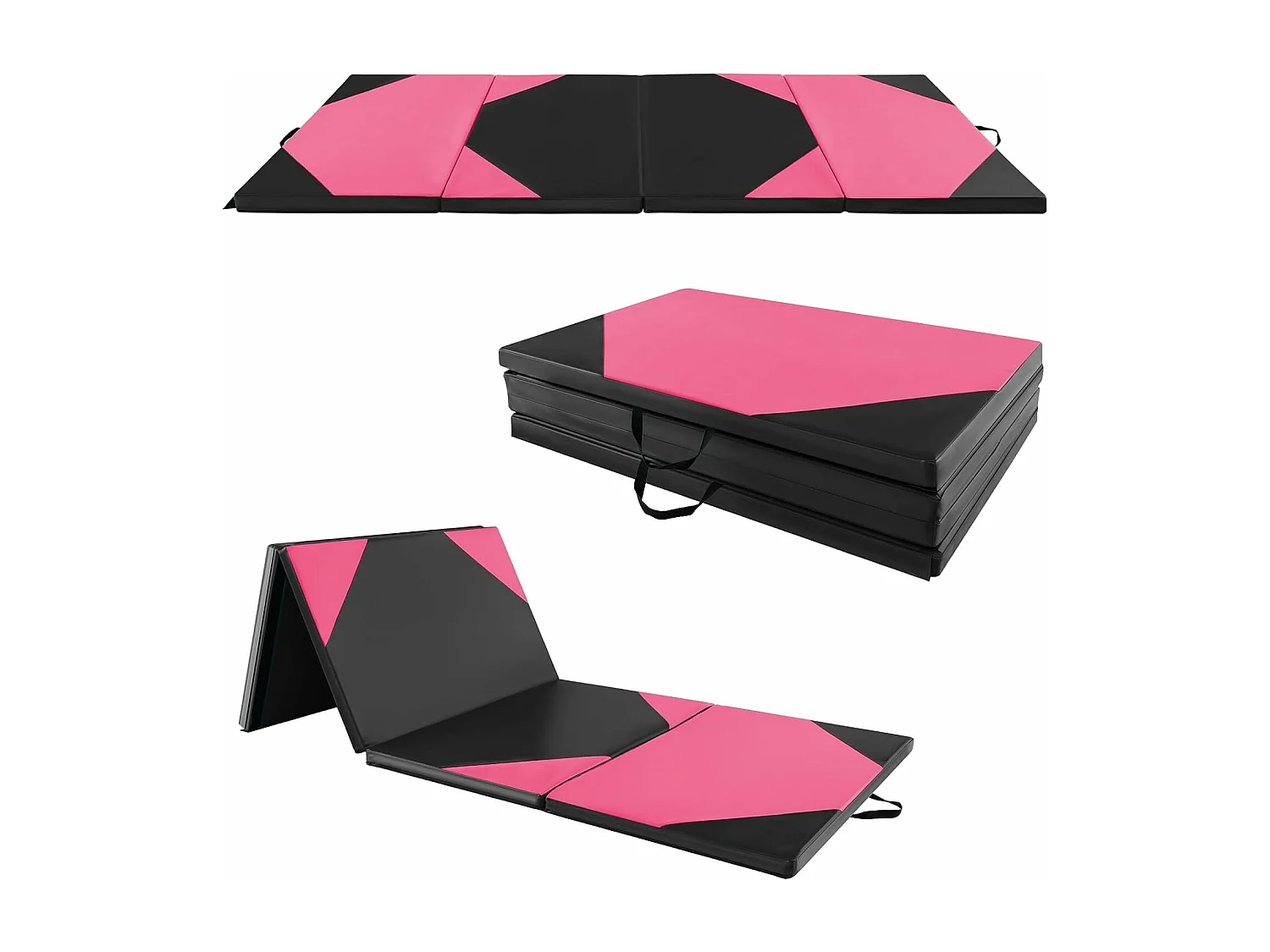 Tapis de Gymnastique Pliable Epais, Matelas d'Entrainement en Mousse et PU avec Poignées, pour Gymnastes Entraînements Yoga