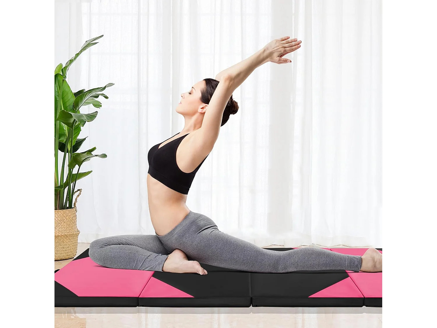 Tapis de Gymnastique Pliable Epais, Matelas d'Entrainement en Mousse et PU avec Poignées, pour Gymnastes Entraînements Yoga