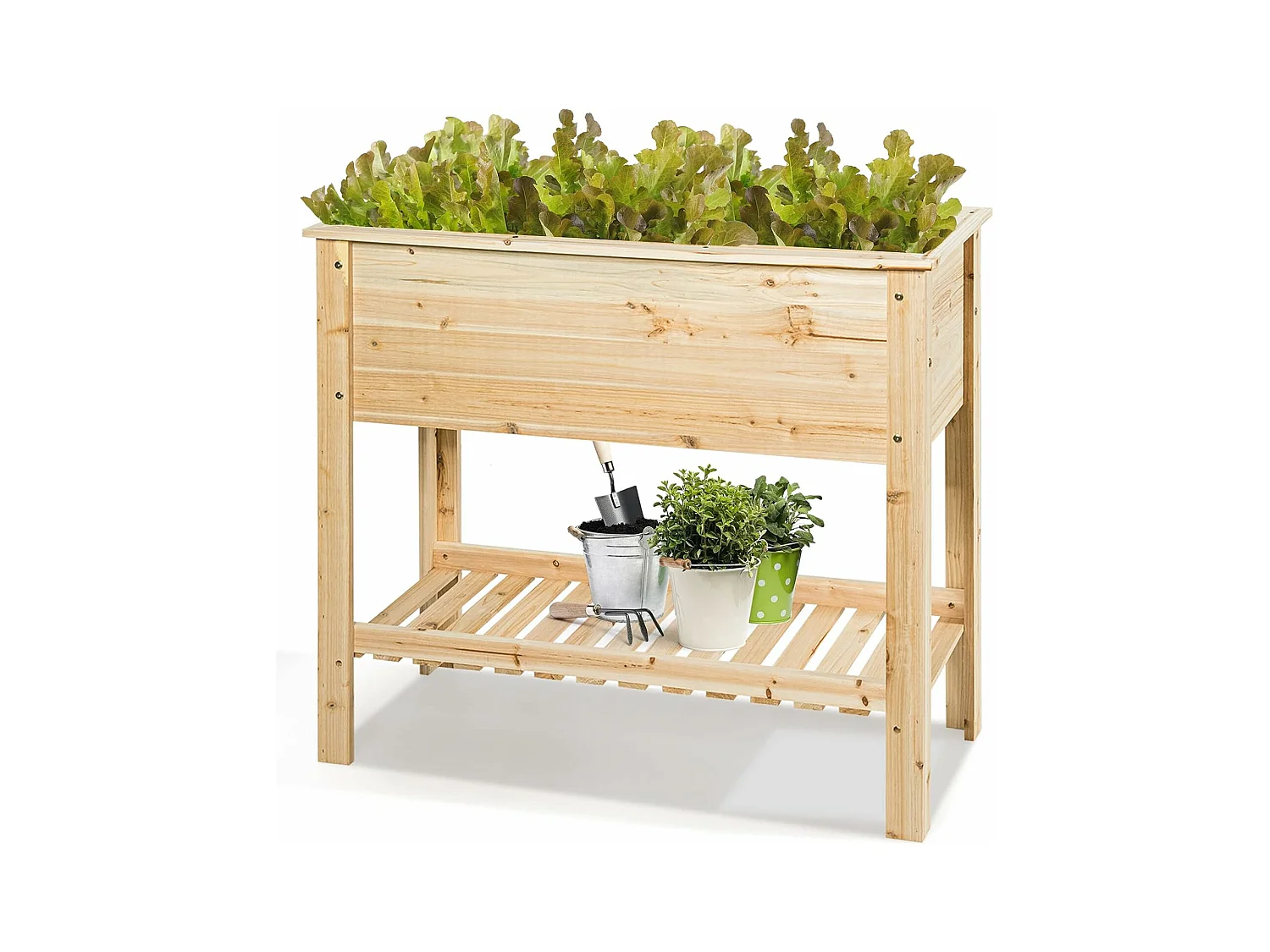 Verhoogd bloembed met plank, plantenbak, houten plantenbak, bloembed, kruidenbak, plantenbak, groot, kweekbed voor tuin, balkon, 92 x 41 x 81 cm
