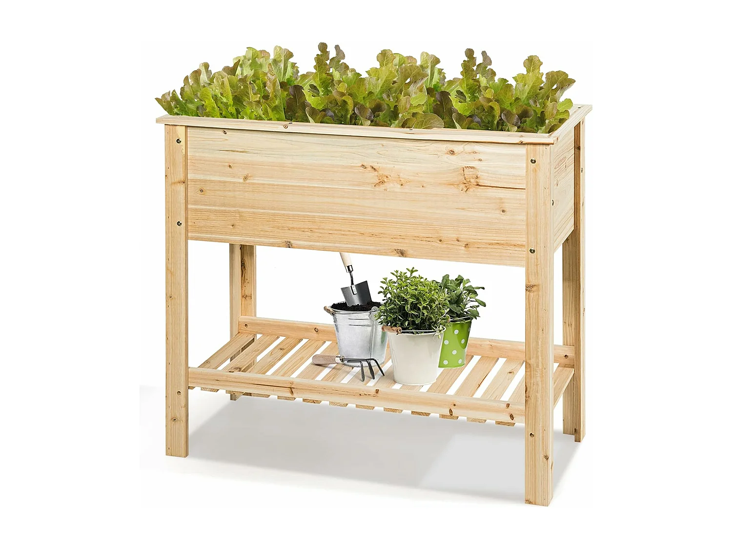 Verhoogd bloembed met plank, plantenbak, houten plantenbak, bloembed, kruidenbak, plantenbak, groot, kweekbed voor tuin, balkon, 92 x 41 x 81 cm