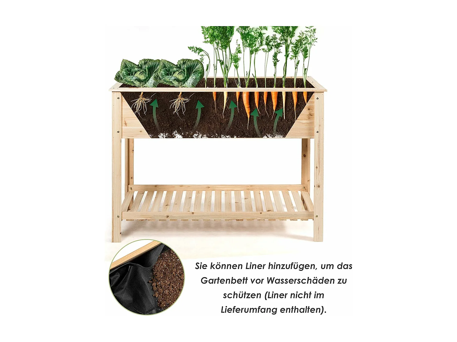 Verhoogd bloembed met plank, plantenbak, houten plantenbak, bloembed, kruidenbak, plantenbak, groot, kweekbed voor tuin, balkon, 92 x 41 x 81 cm