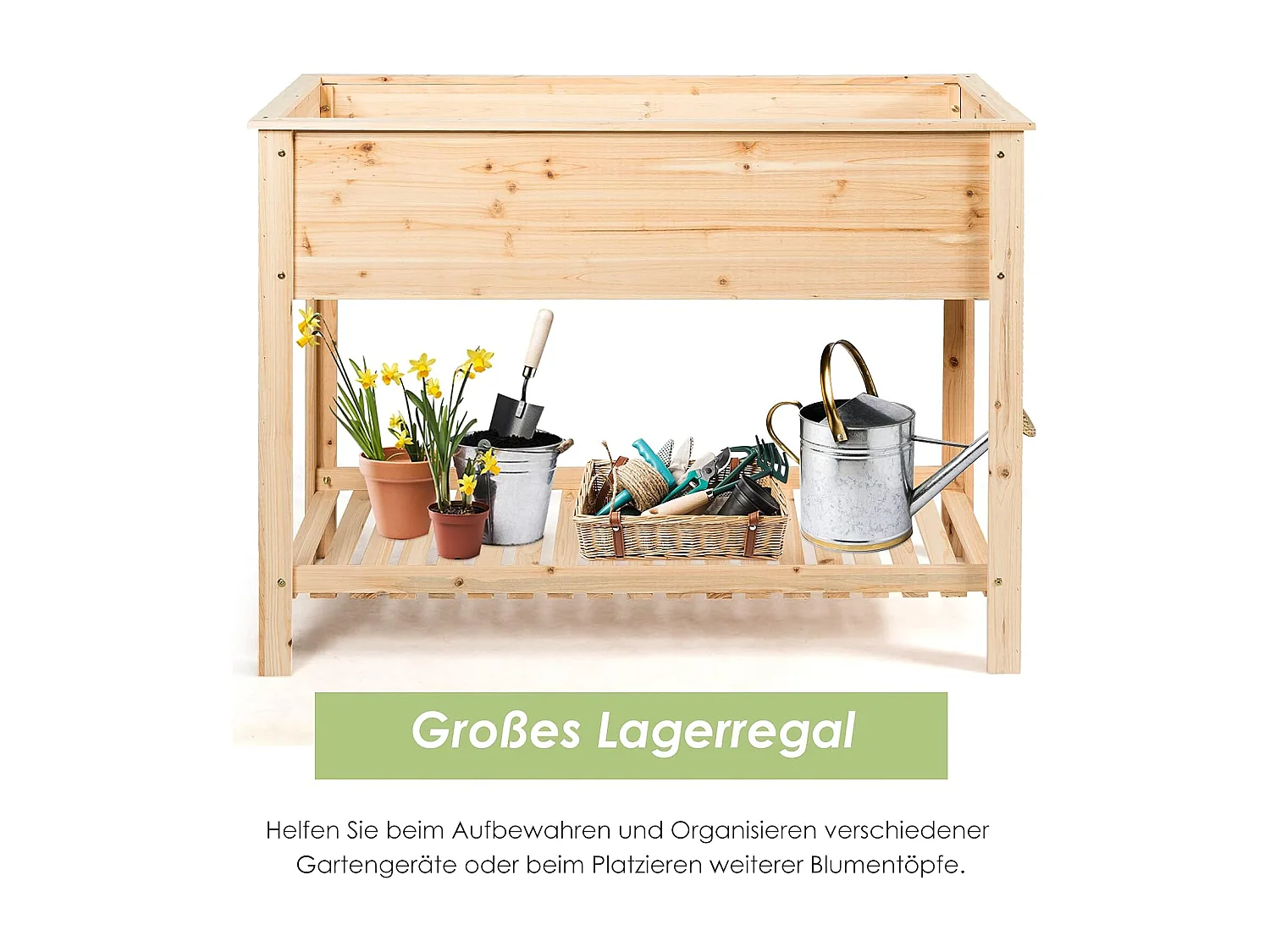 Verhoogd bloembed met plank, plantenbak, houten plantenbak, bloembed, kruidenbak, plantenbak, groot, kweekbed voor tuin, balkon, 92 x 41 x 81 cm