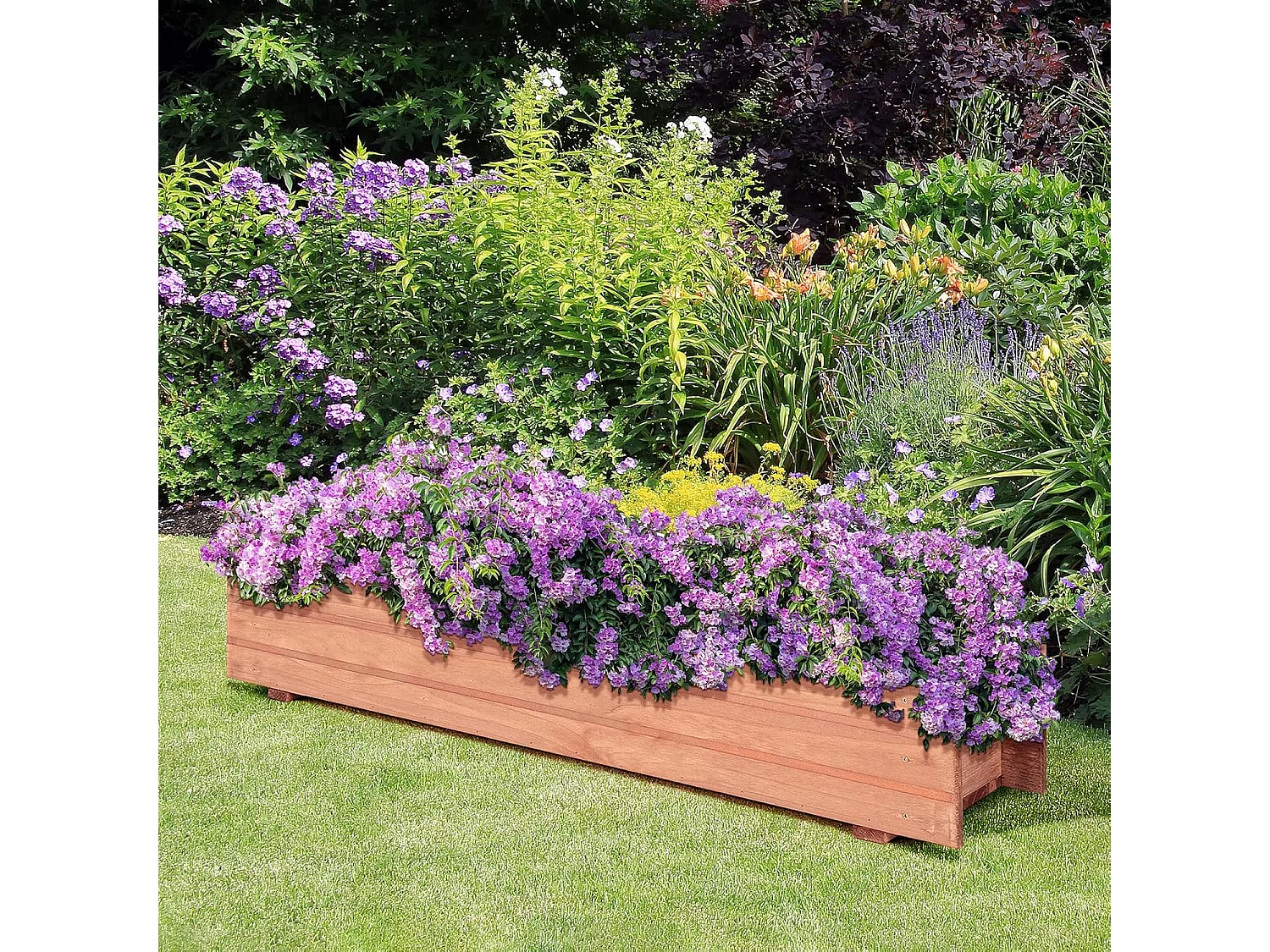 Verhoogd bloembed van hout, tuinbed, 91,5 x 18 x 16 cm, voor groenten, fruit, kruiden, plantenbak voor tuin, gazon, terras, balkon, geen montage nodig, bruin