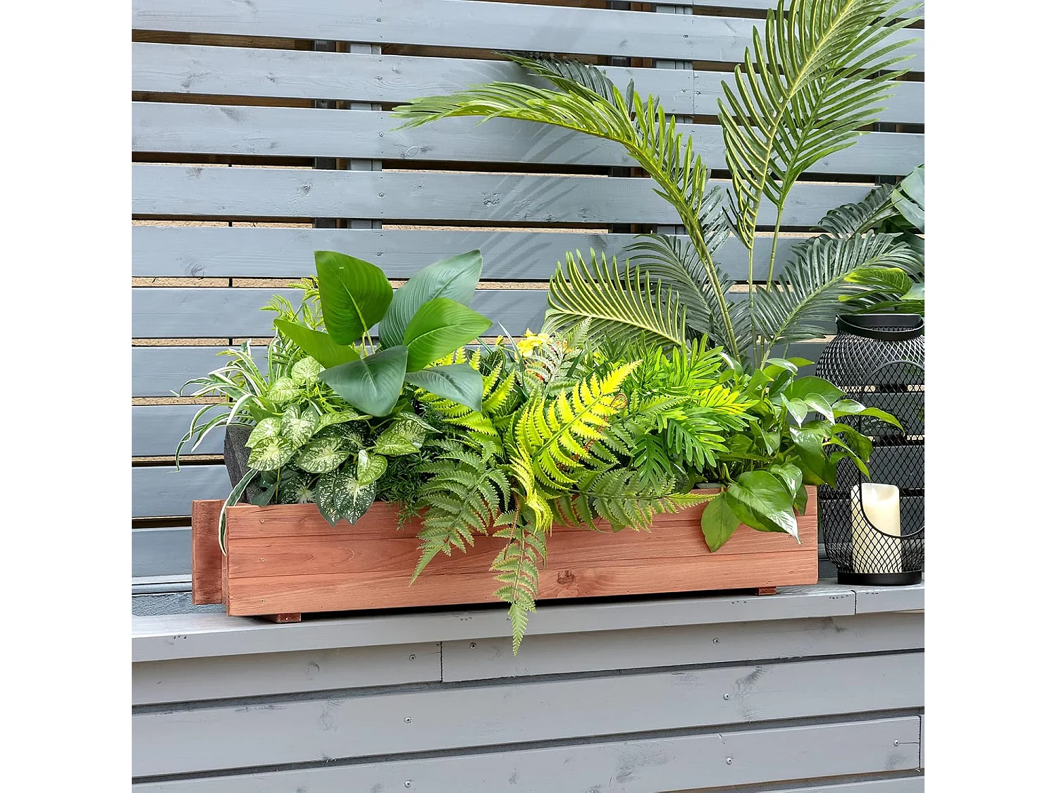 Verhoogd bloembed van hout, tuinbed, 91,5 x 18 x 16 cm, voor groenten, fruit, kruiden, plantenbak voor tuin, gazon, terras, balkon, geen montage nodig, bruin