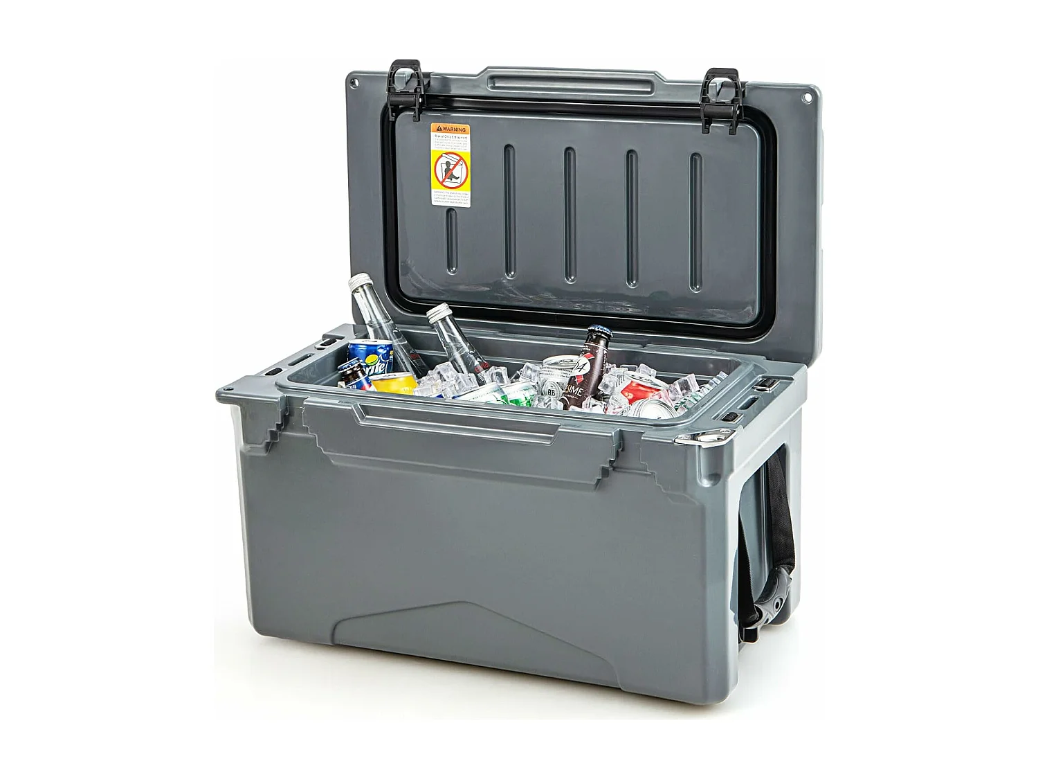 Thermobox, koelbox, draagbaar, warmtecontainer met flesopener en bekerhouder, thermobox, voedseltransportcontainer voor camping, picknick, 28 liter (grijs) SB33957