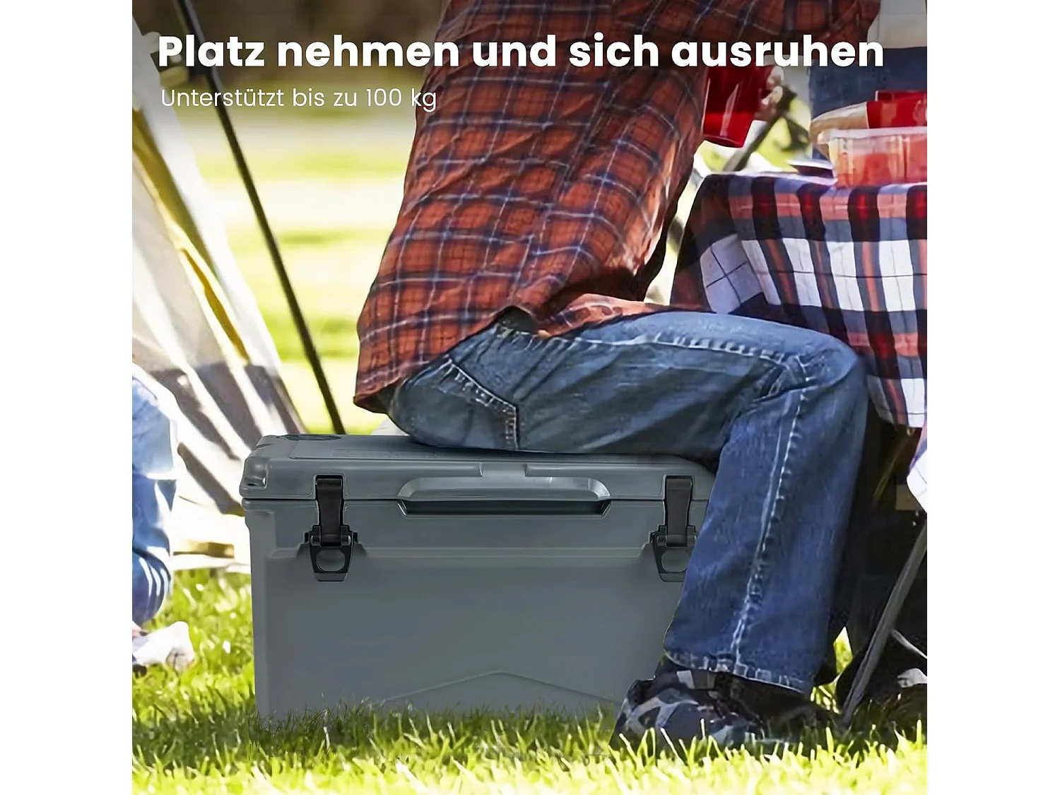 Thermobox, koelbox, draagbaar, warmtecontainer met flesopener en bekerhouder, thermobox, voedseltransportcontainer voor camping, picknick, 28 liter (grijs) SB33957