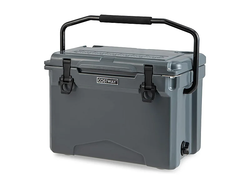 Isolatiebox, koelbox, draagbaar, warmtecontainer met flesopener en handvat, thermobox, voedseltransportcontainer voor camping, picknick, 21 liter (grijs) SB33958