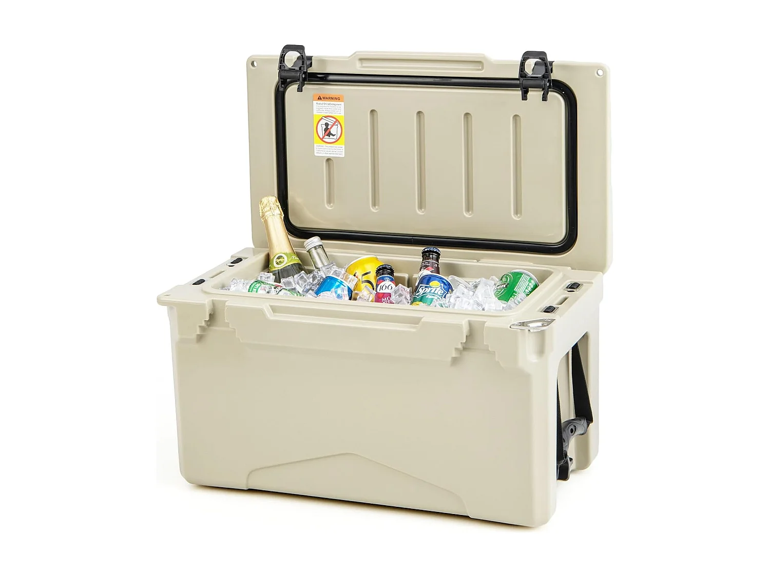 Isolatiebox, koelbox, draagbaar, warmtecontainer met flesopener en bekerhouder, thermobox, voedseltransportcontainer voor camping, picknick, 28 liter (kaki)SB33957