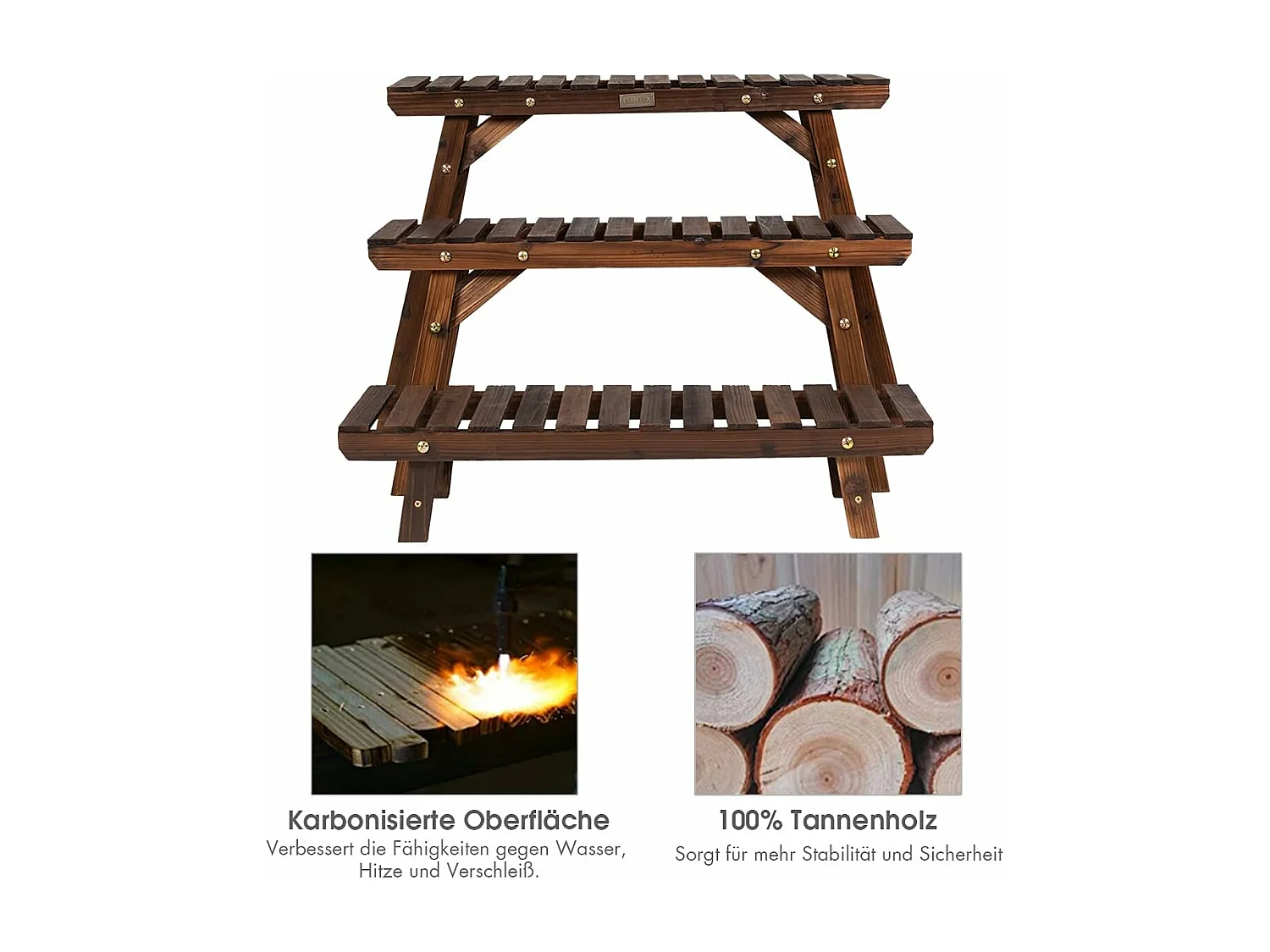 3-delig bloemenstandaard houten plantenrek bloemenrek bloementrap tuin plantentrap vrijstaand, houten rek meerdere verdiepingen