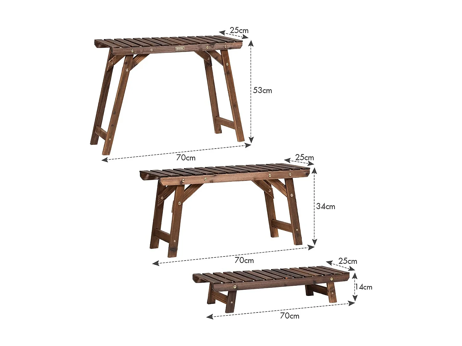 3-delig bloemenstandaard houten plantenrek bloemenrek bloementrap tuin plantentrap vrijstaand, houten rek meerdere verdiepingen