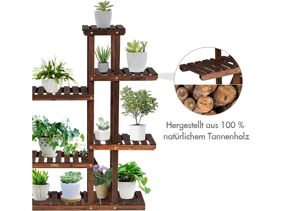 Plantenrek bloemenrek, bloemenstandaard hout, bloementrap tuin, plantentrap meerdere verdiepingen, houten rek (9 etages, 125 x 25 x 114 cm)