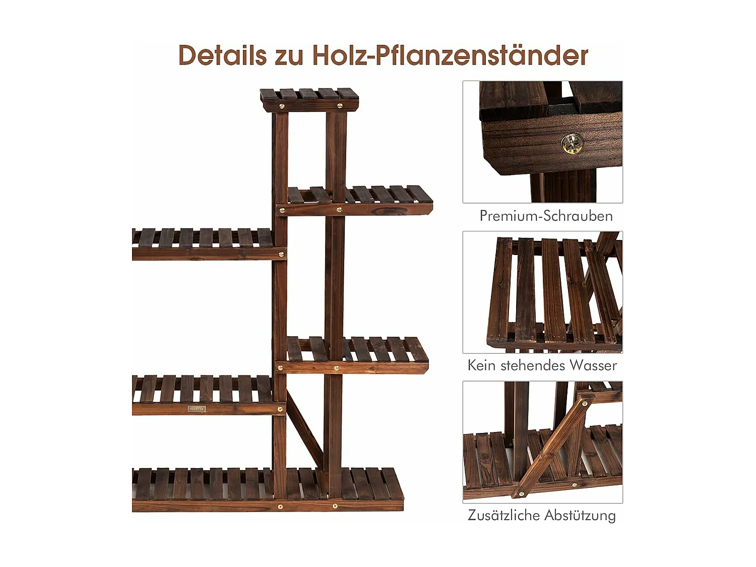 Plantenrek bloemenrek, bloemenstandaard hout, bloementrap tuin, plantentrap meerdere verdiepingen, houten rek (9 etages, 125 x 25 x 114 cm)
