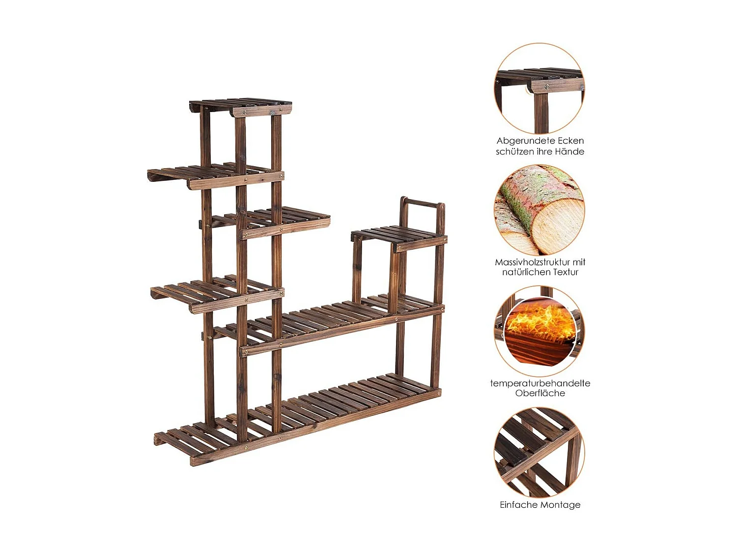 Plantenrek bloemenrek, bloemenstandaard hout, bloementrap tuin, plantentrap meerdere verdiepingen, houten rek (7 etages, 120 x 25 x 120 cm)
