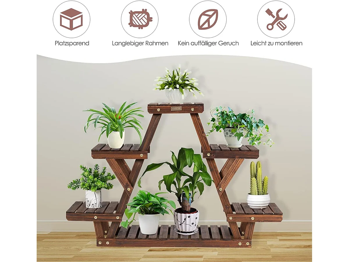 Bloementrap, plantenstandaard, hout, plantentrap, bloemenstandaard, plantenrek, tuin, houten rek met meerdere verdiepingen