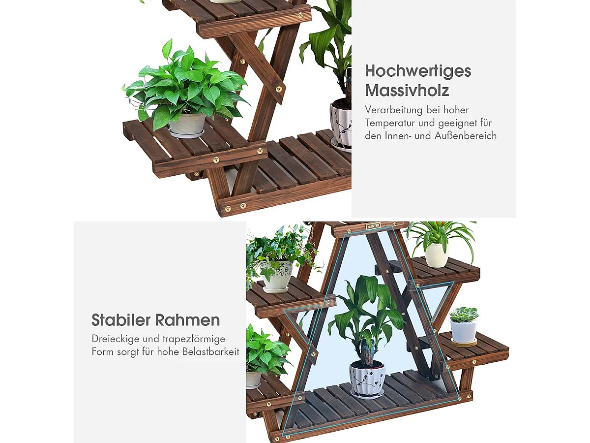 Bloementrap, plantenstandaard, hout, plantentrap, bloemenstandaard, plantenrek, tuin, houten rek met meerdere verdiepingen