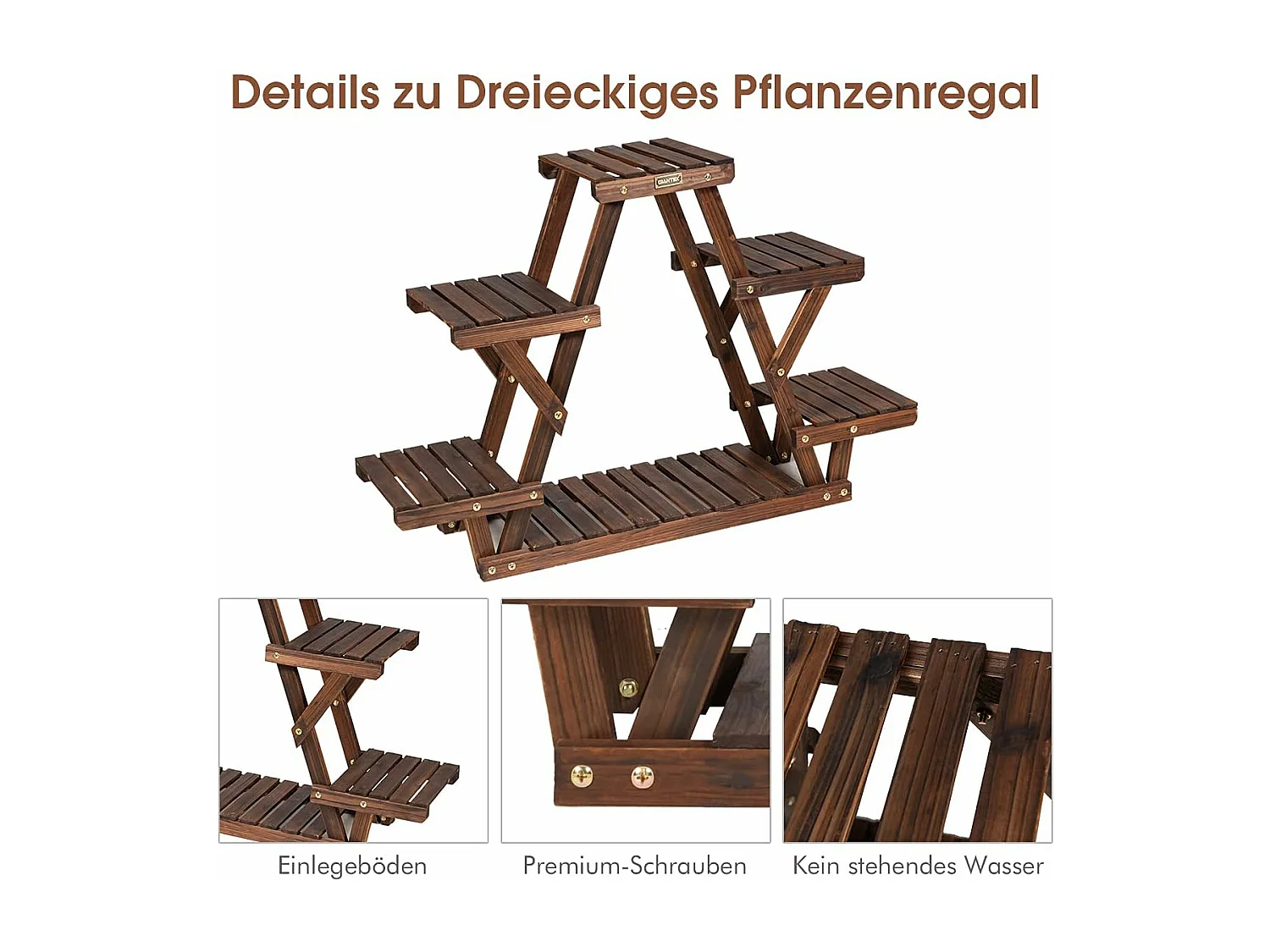 Bloementrap, plantenstandaard, hout, plantentrap, bloemenstandaard, plantenrek, tuin, houten rek met meerdere verdiepingen