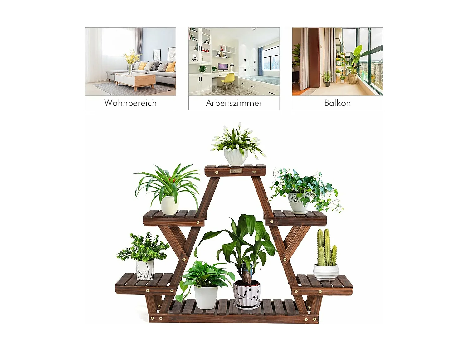 Bloementrap, plantenstandaard, hout, plantentrap, bloemenstandaard, plantenrek, tuin, houten rek met meerdere verdiepingen