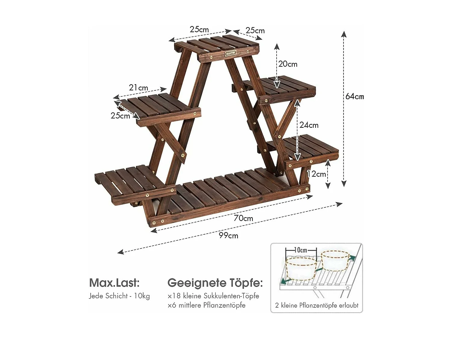 Bloementrap, plantenstandaard, hout, plantentrap, bloemenstandaard, plantenrek, tuin, houten rek met meerdere verdiepingen