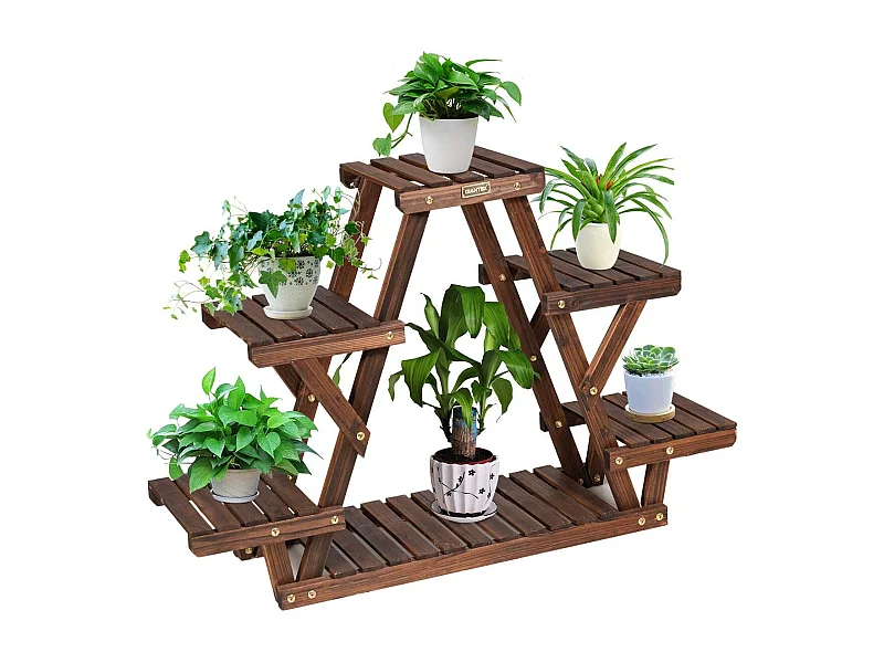 Bloementrap, plantenstandaard, hout, plantentrap, bloemenstandaard, plantenrek, tuin, houten rek met meerdere verdiepingen