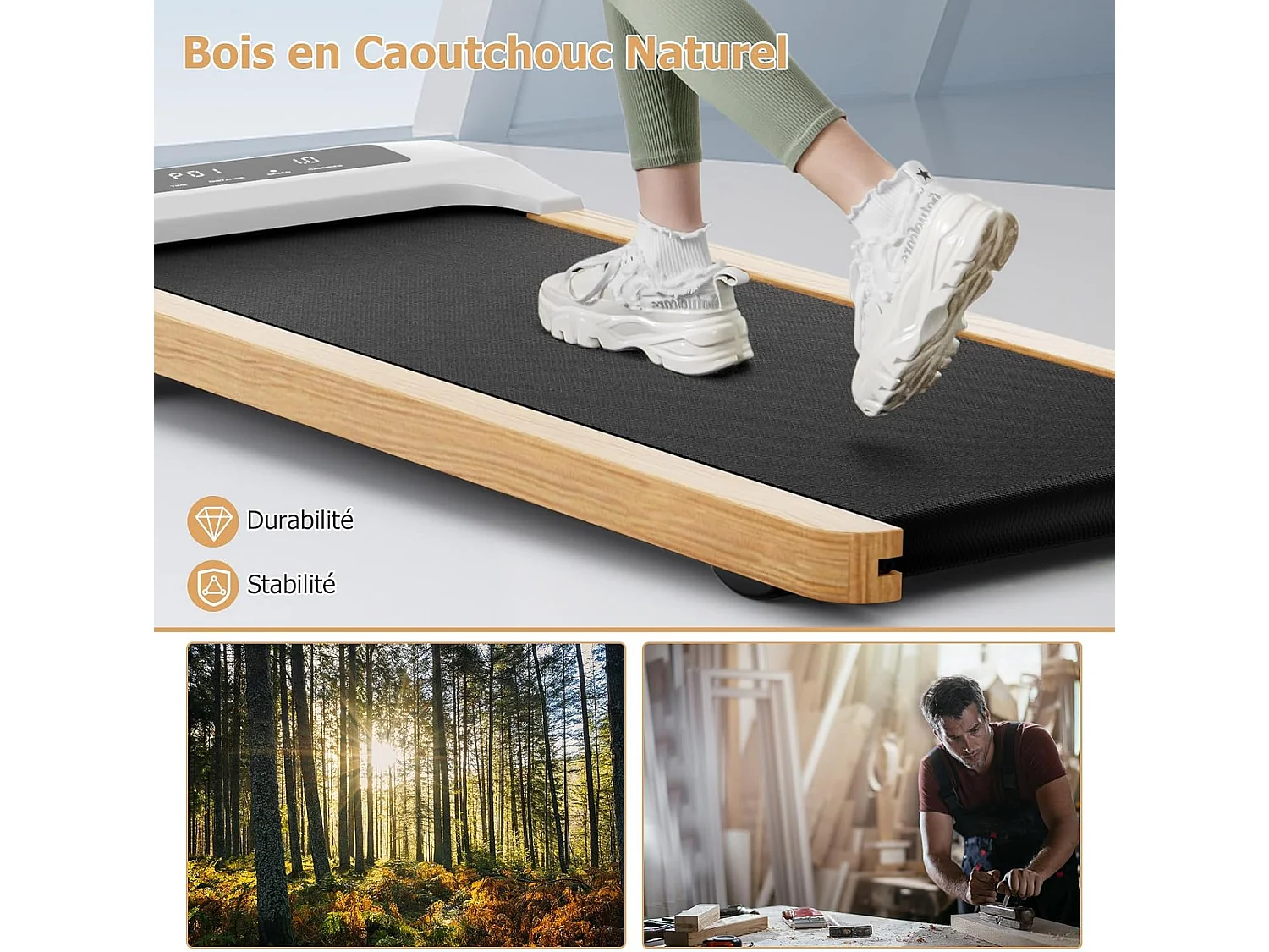 Tapis de Course Électrique 1 à 6 KM/H Moteur 2,25HP à roulettes Charge 120 kg, Tapis de Marche avec Télécommande Écran LED 15 Programmes, Gris