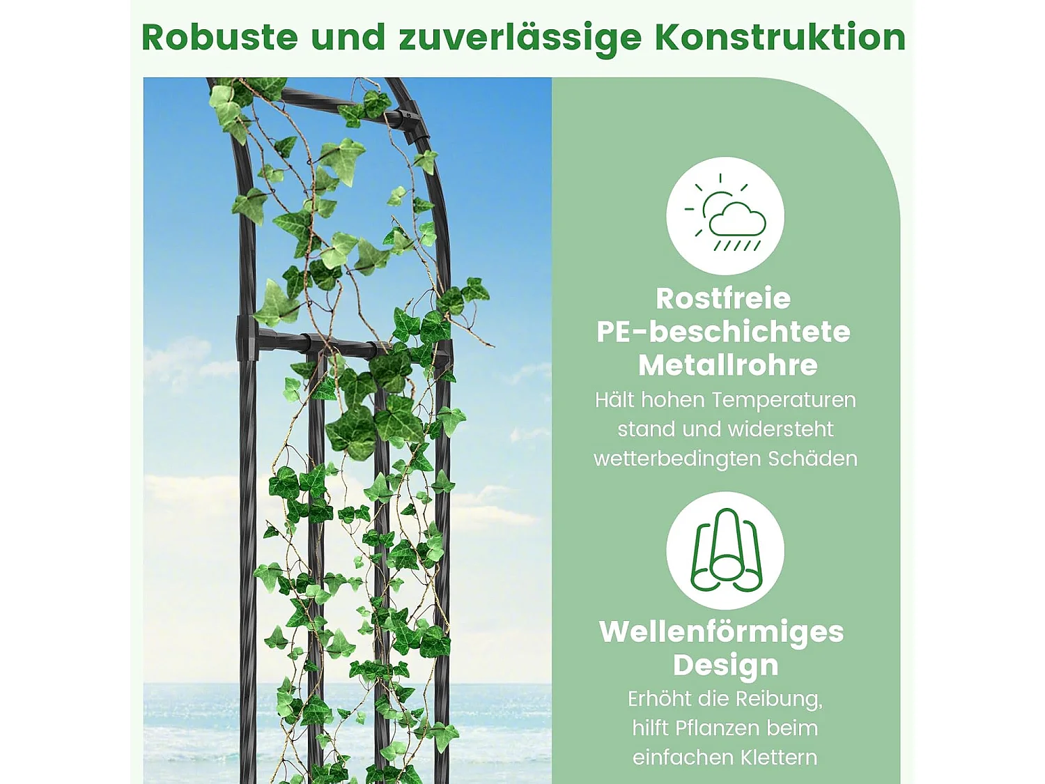 Rozenboog van metaal, 240 x 153 x 40 cm, tuinboog voor klimplanten, poortboog, klimhulp, rankhulp, klimboog voor tuin, bruiloft, feest