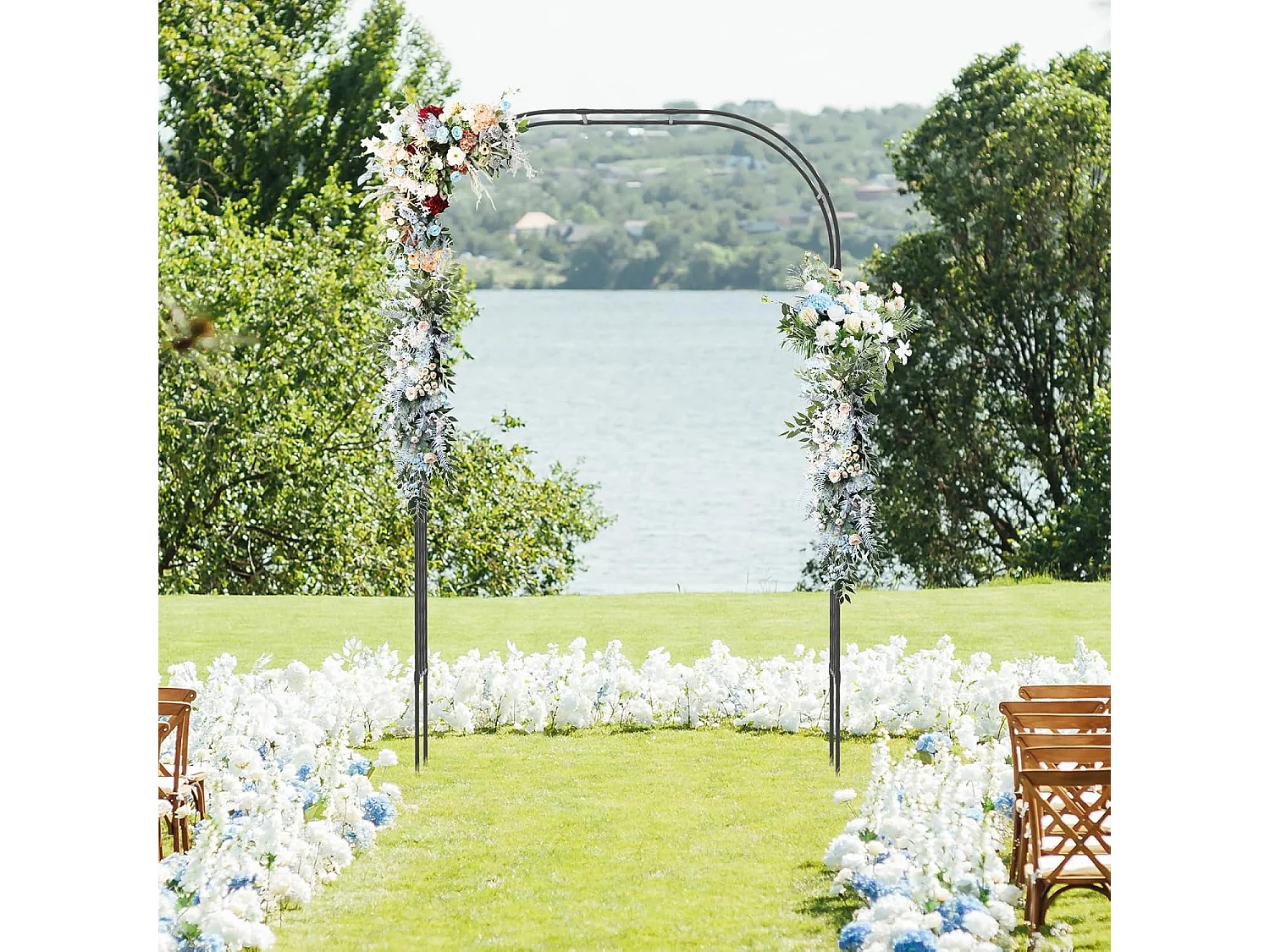 Rozenboog van metaal, 240 x 153 x 40 cm, tuinboog voor klimplanten, poortboog, klimhulp, rankhulp, klimboog voor tuin, bruiloft, feest