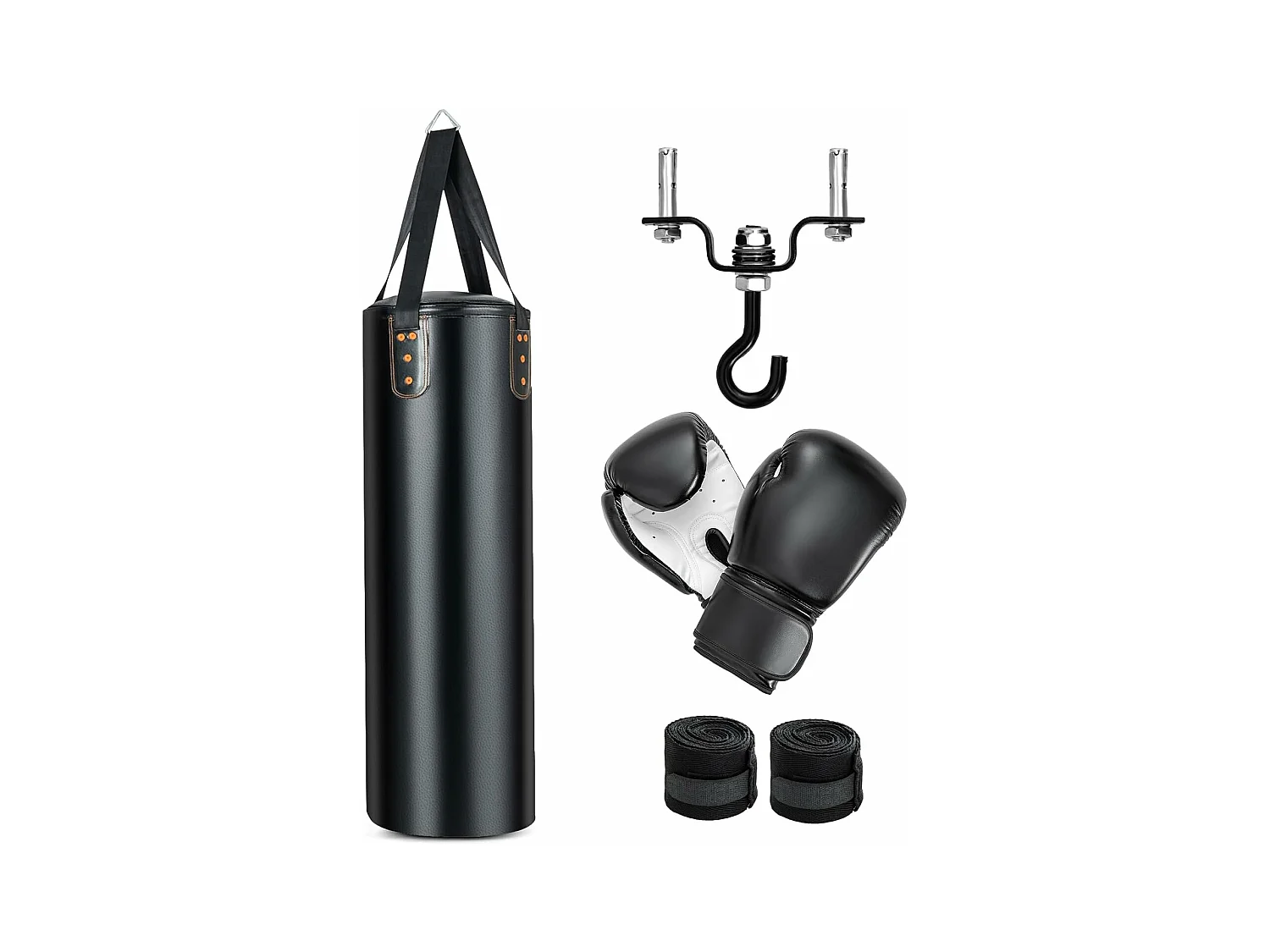 Ensemble Sac de Frappe 16KG avec Gants de Boxe 12oz, Accessoires Complet pour Entraînement de Boxe