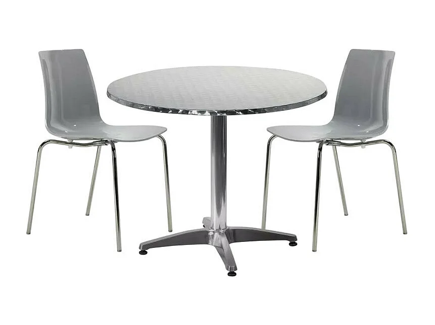 Garten-Set mit 2 modernen Stühlen und rundem Tisch 70cm aus Stahl Remos - Grau