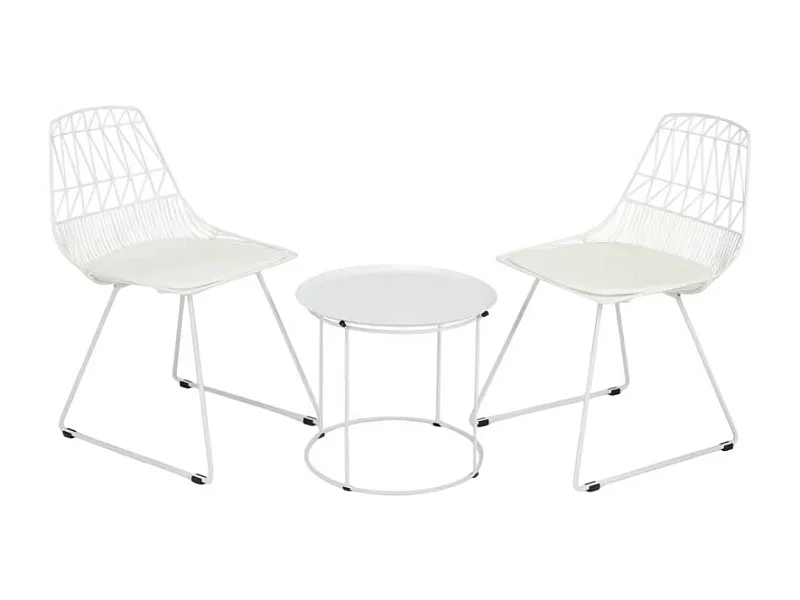 Set Tisch und 2 Stühle für Haus Bar Garten im Innen- und Außenbereich Etzy - Weiß