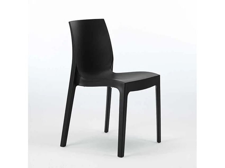 Weiß Quadratisch Tisch und 4 Stühle Farbiges Polypropylen-Außenmastenset Grand Soleil Rome Love - Schwarz