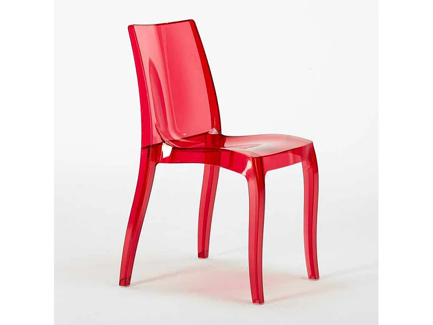 Schwarz Quadratisch Tisch und 2 Stühle Farbiges Polypropylen-Innenmastenset Grand Soleil Cristal Light Balcony - Transparent Rot