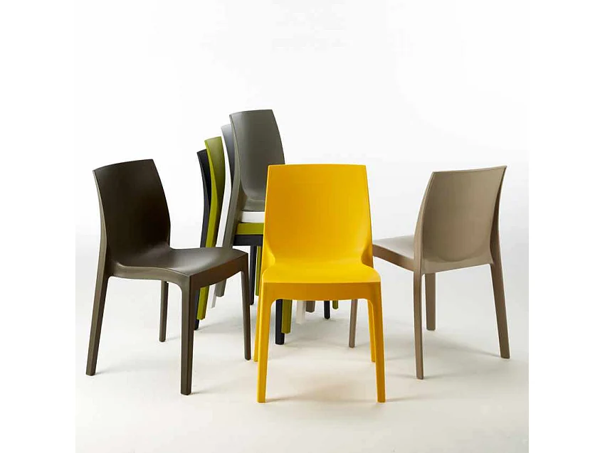 Weiß Quadratisch Tisch und 4 Stühle Farbiges Polypropylen-Außenmastenset Grand Soleil Rome Love - Blau