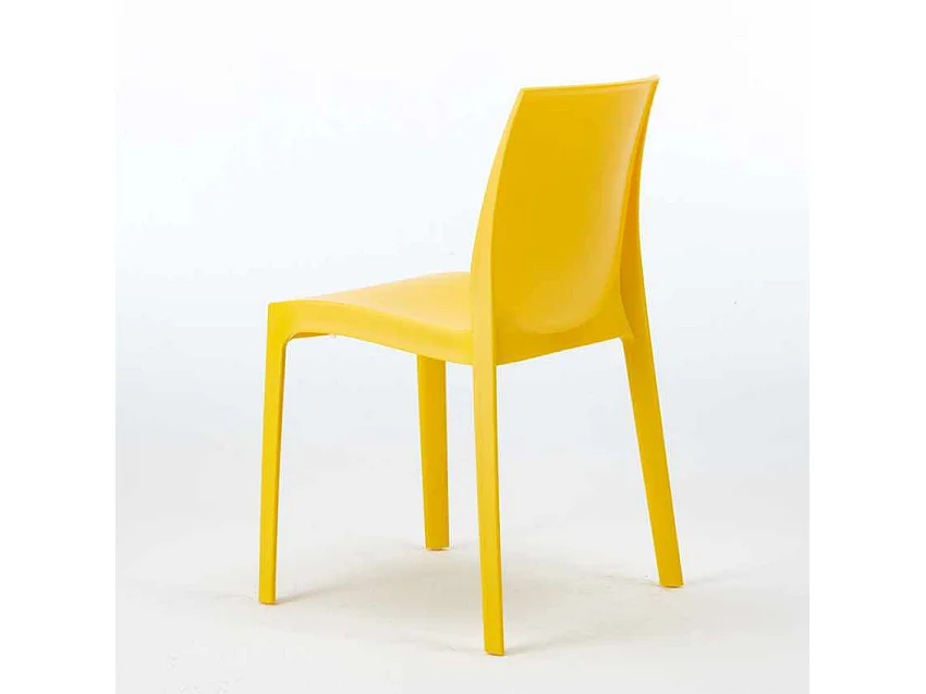 Weiß Quadratisch Tisch und 4 Stühle Farbiges Polypropylen-Außenmastenset Grand Soleil Rome Love - Gelb