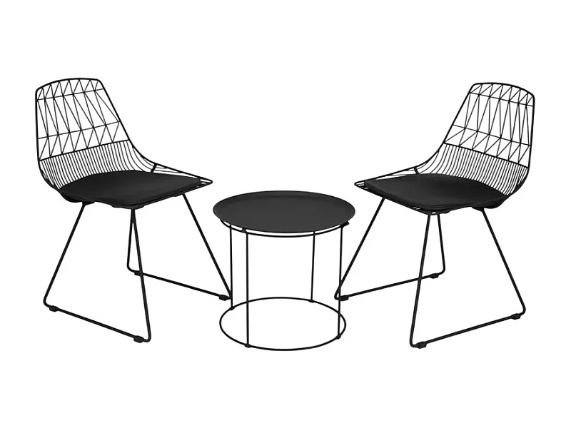 Set Tisch und 2 Stühle für Haus Bar Garten im Innen- und Außenbereich Etzy - Schwarz