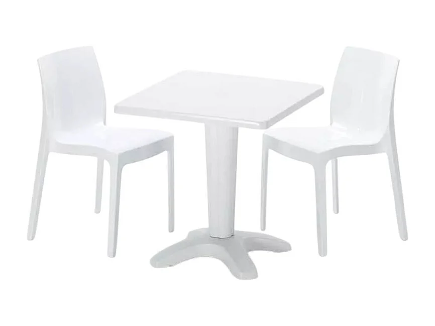 Weiß Quadratisch Tisch und 2 Stühle Farbiges Polypropylen-Innenmastenset Grand Soleil Ice Patio - Weiß