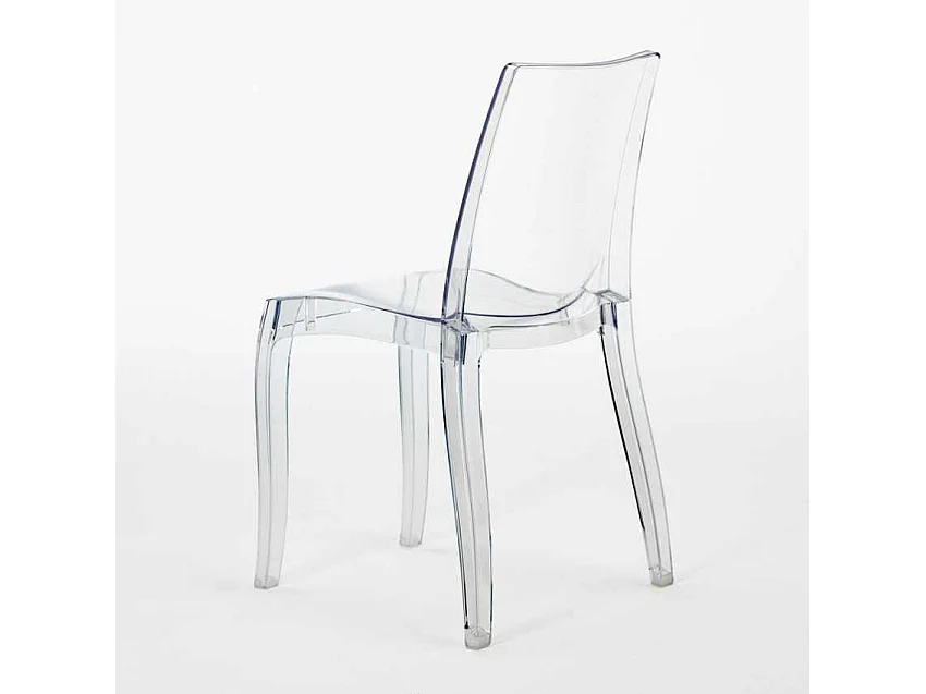 Weiß Quadratisch Tisch und 2 Stühle Farbiges Polypropylen-Innenmastenset Grand Soleil Cristal Light Terrace - Transparent