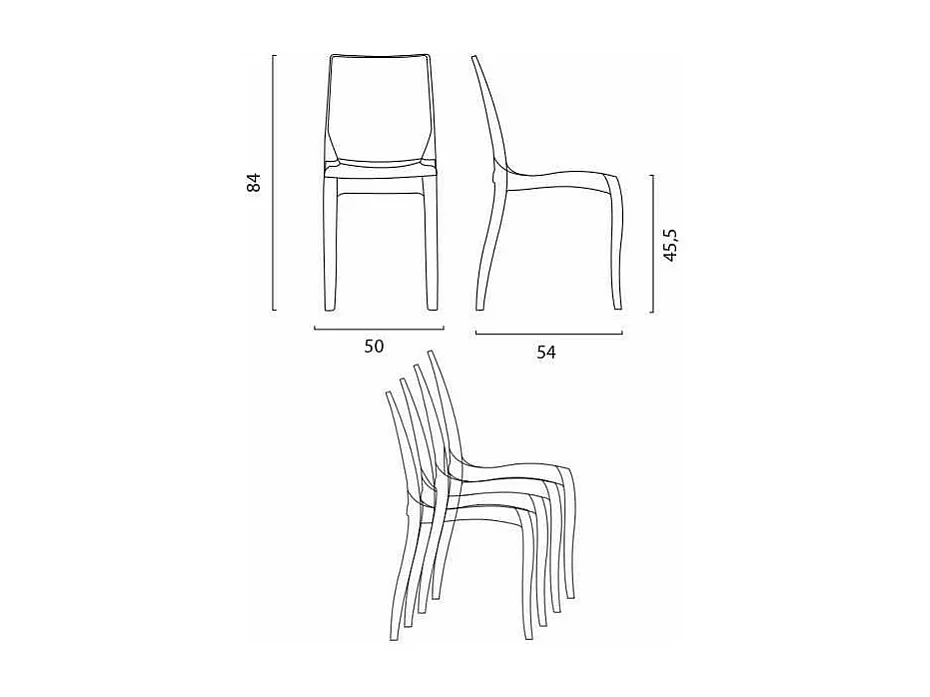 Weiß Quadratisch Tisch und 2 Stühle Farbiges Polypropylen-Innenmastenset Grand Soleil Cristal Light Terrace - Transparent