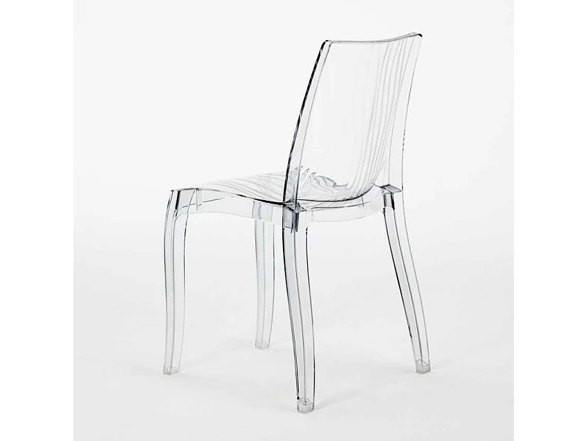 Weiß Quadratisch Tisch und 2 Stühle Farbiges Polypropylen-Innenmastenset Grand Soleil Dune Terrace - Transparent