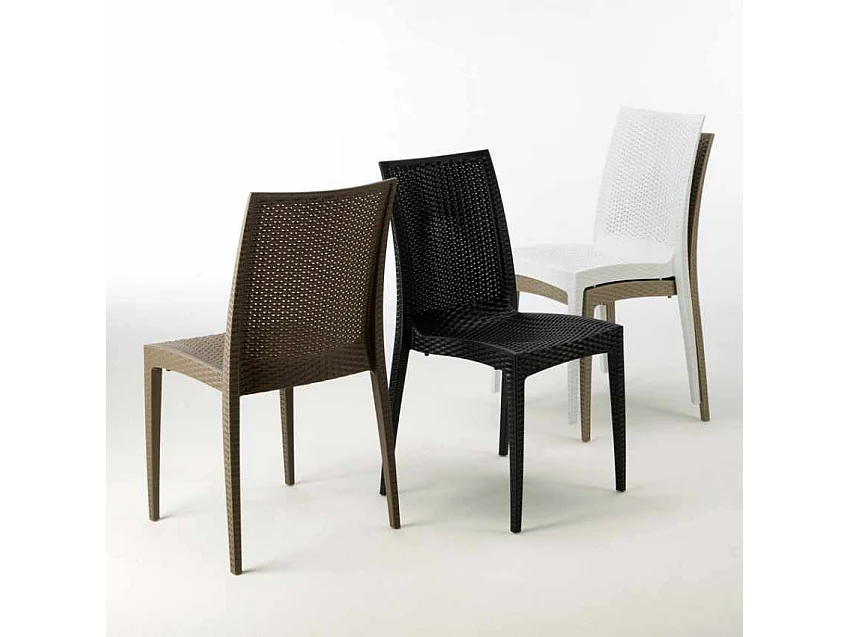 Weiß Quadratisch Tisch und 4 Stühle Farbiges Polypropylen-Außenmastenset Grand Soleil Bistrot Love - Weiß